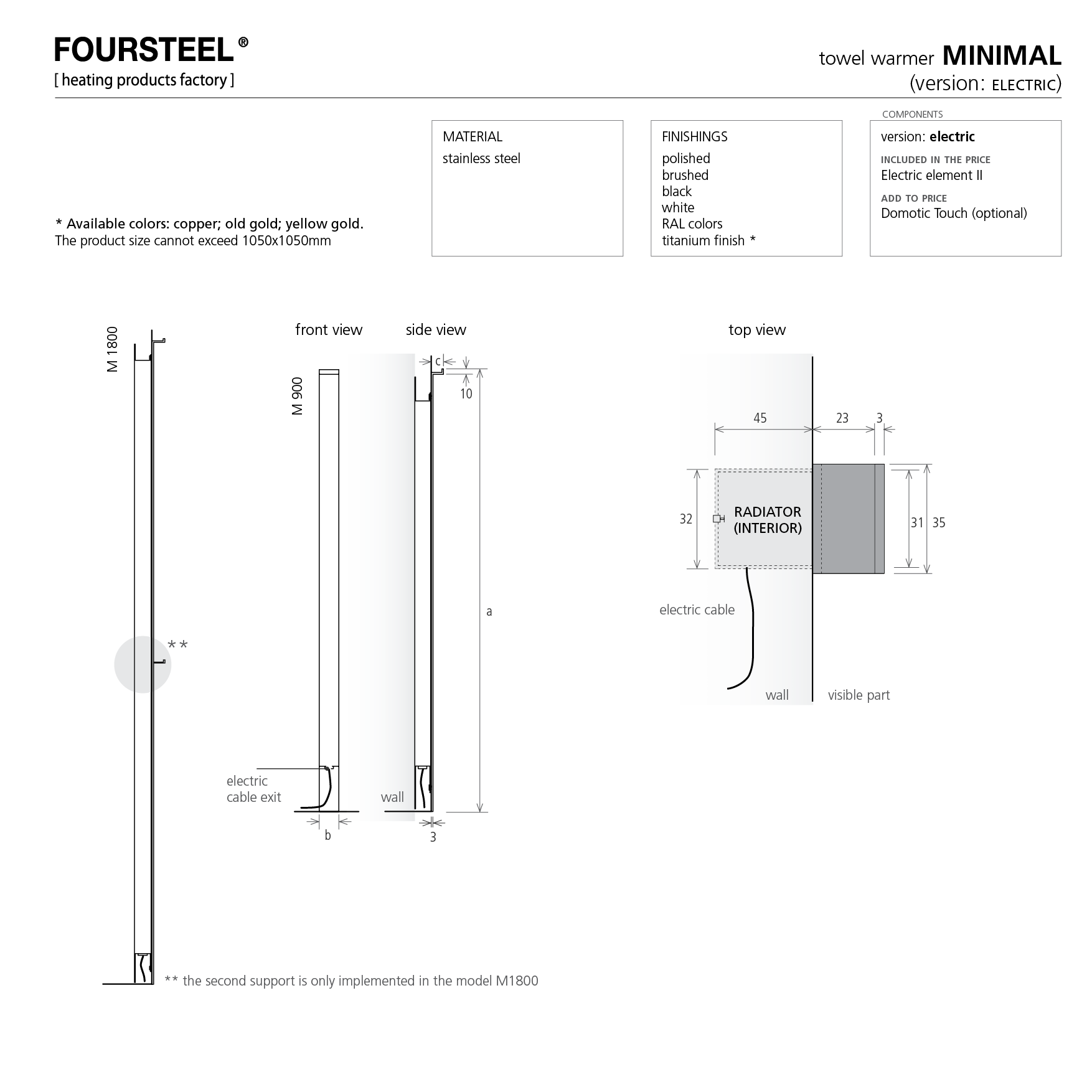 electric towel warmer MINIMAL Foursteel